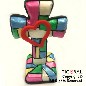 ADORNO CRUZ CON VITREAUX  A. PORCELANA FRIA x 1